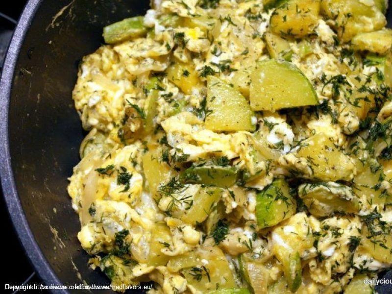 Courgettes or other vegetables bound with egg